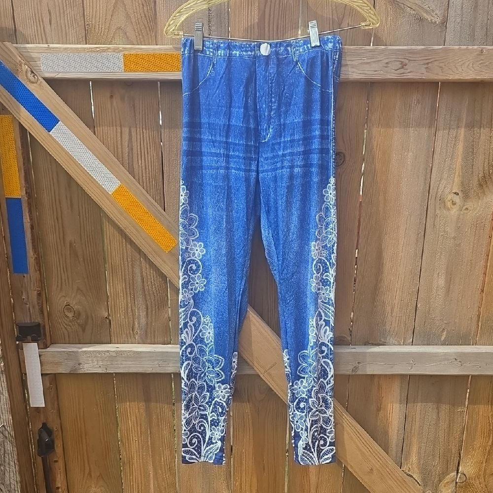 SHEIN Blue Marled Athletic Leggings